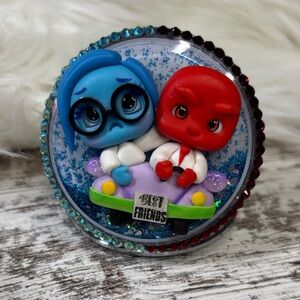 Cute Best Friends Emotions Glittery Compact Mirror